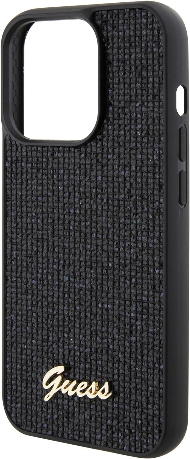 GUESS GUHCP15LPMSDGSK Hülle für iPhone 15 Pro 6.1" Schwarz hardcase Disco Metal Script