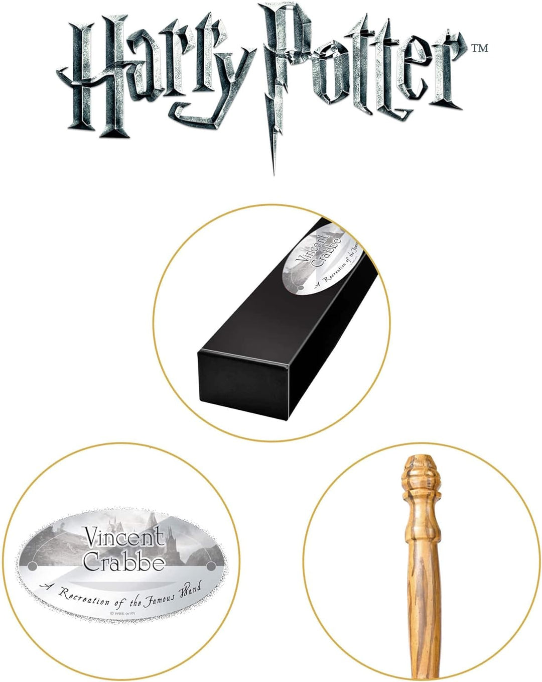 The Noble Collection - Vincent Crabbe Character Wand - 15in (38cm) Wizarding World Wand with Name Ta