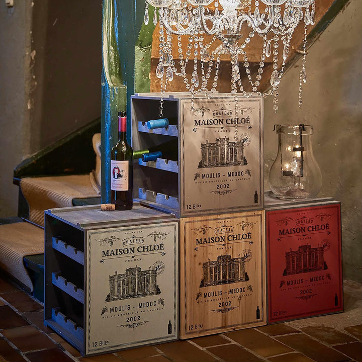 BUTLERS Vinothek Weinregal 36x32x39 in Taupe - Hochwertiges Flaschenregal aus Holz - Alternatives Ho