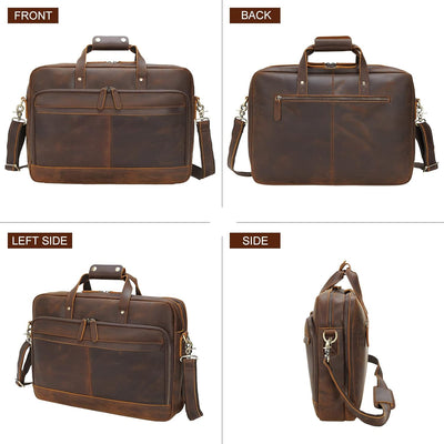 TIDING Laptoptasche Leder Herren 17 Zoll Laptop Aktentasche Business Tasche Arbeitstasche Vintage Ha