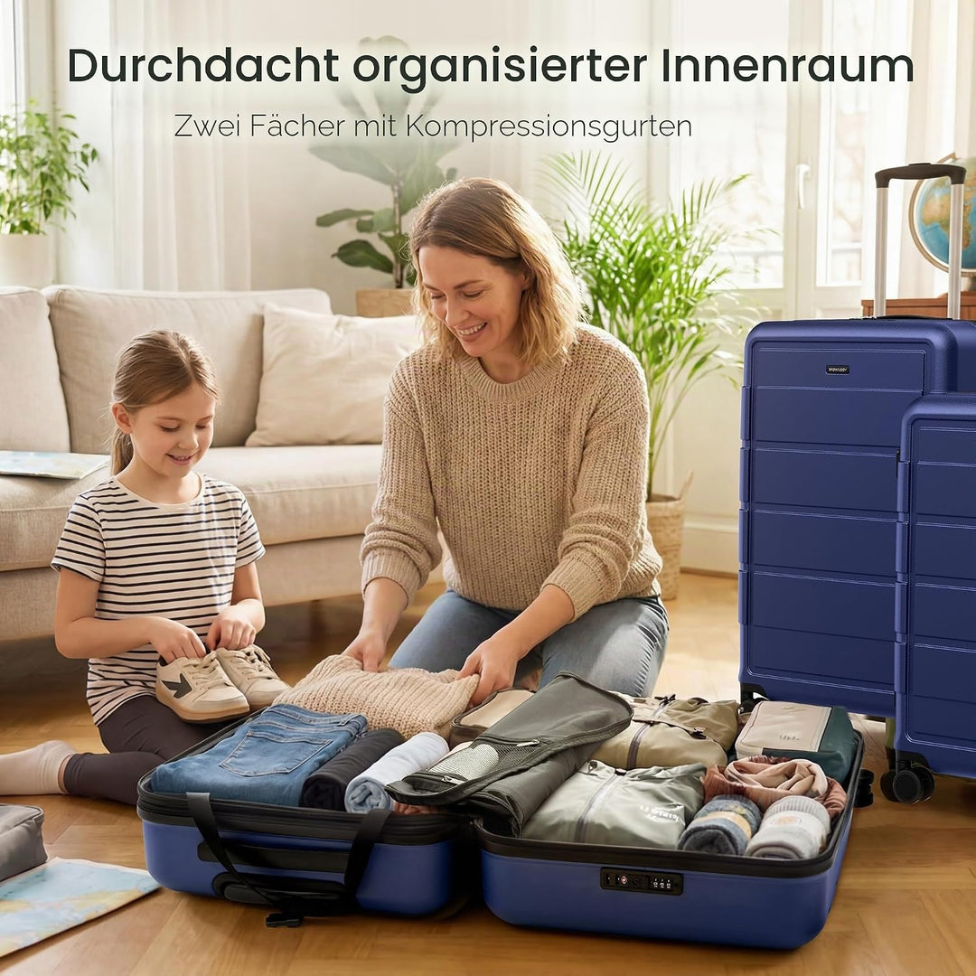 SHOWKOO Kofferset 3 Teilig Hartschale Leicht ABS+PC Erweiterbar Reisekoffer Haltbar Trolley Handgepä