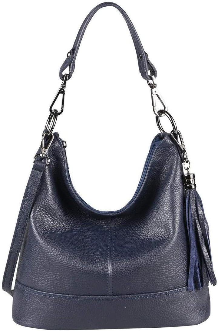 ITALYSHOP24 OBC Made in Italy Damen Leder Tasche Umhängetasche Shopper Schultertasche Handtasche Cro