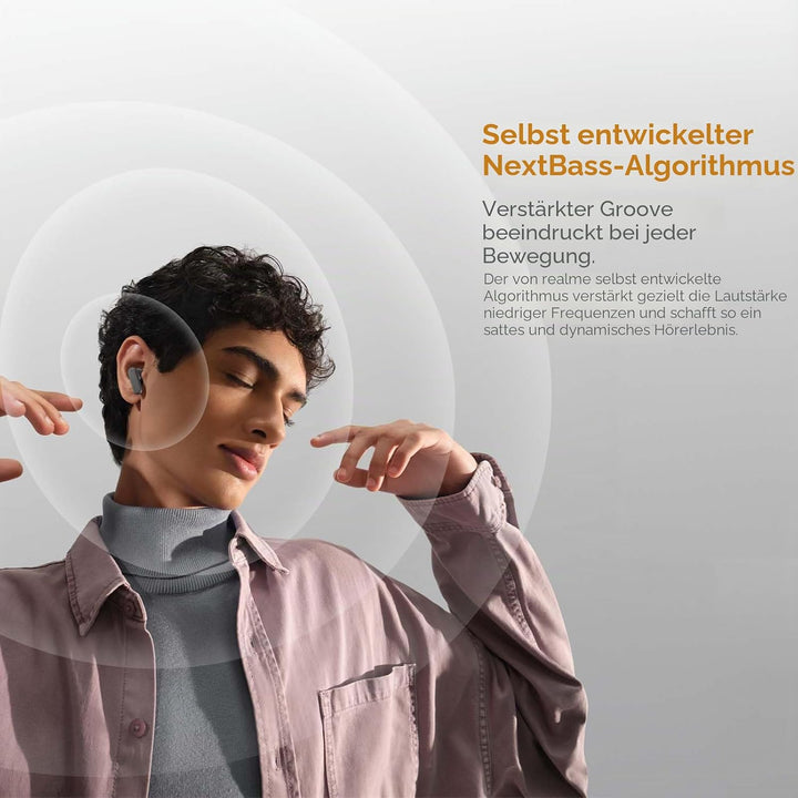realme Buds Air 8 Kopfhörer, 11 + 6 mm, Dual-Primer-Controller mit Ear-by AI-Assistent und KI-Überse