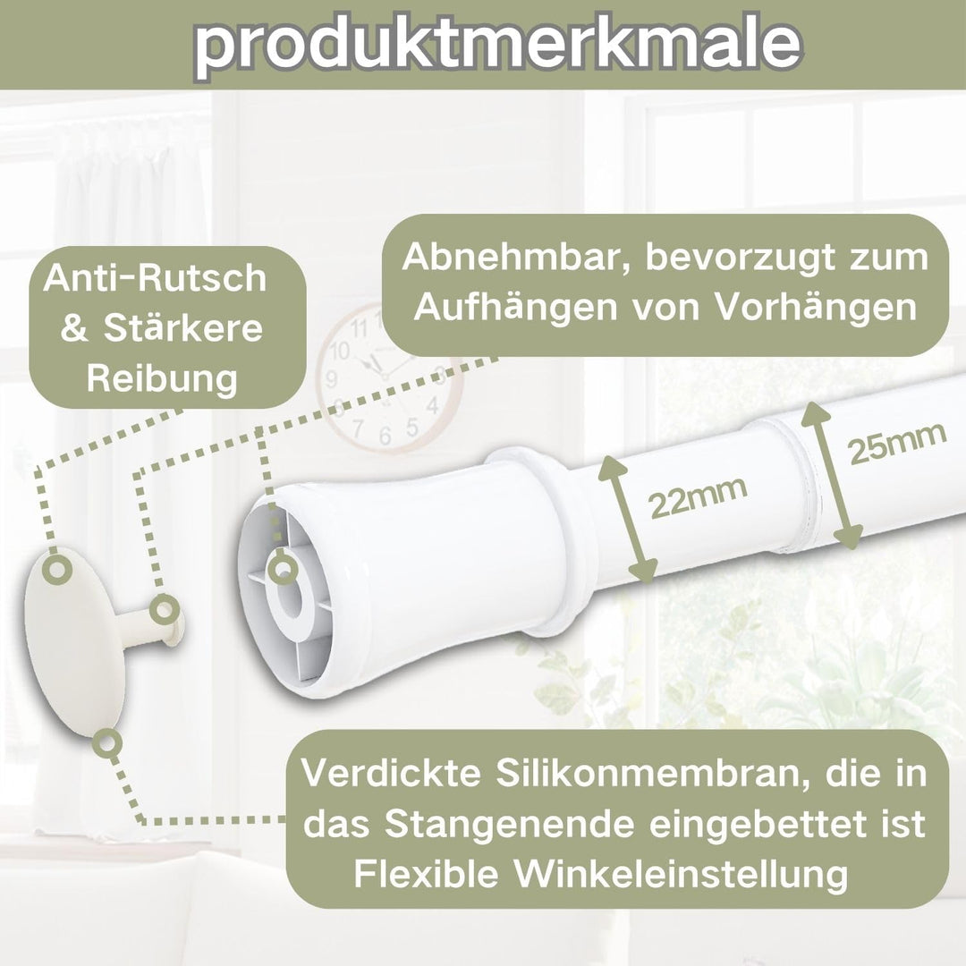 Gardinenstange ohne Bohren und Schrauben Teleskopstange Duschvorhangstange zum Einklemmen Vorhangsta