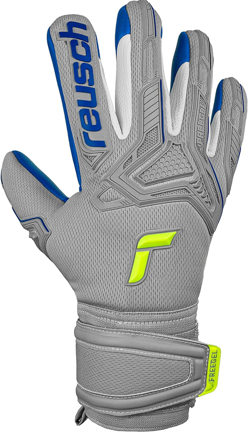 Reusch Herren Attrakt Freegel Unisex Torwarthandschuhe mit Innennaht Schnitt und Grip Silver Belag,