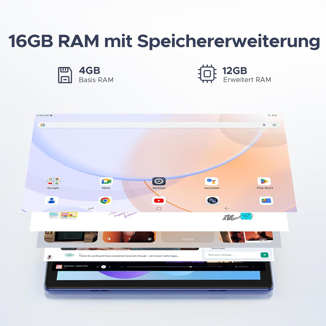 DOOGEE U10 Android 15 Tablet 10 Zoll 16GB RAM+128GB ROM (2TB TF) 5060mAh Kinder Tablet Android WiFi