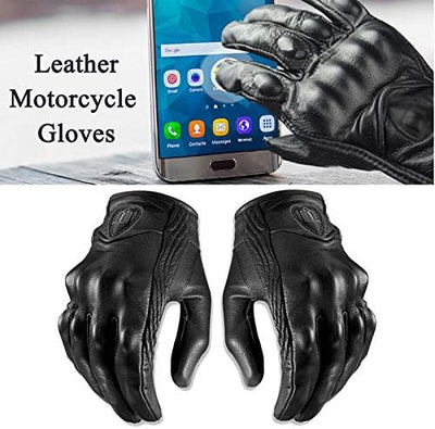 Riloer Motorrad Lederhandschuhe mit Touchscreen, Winddichte und warme Motorradhandschuhe ohne Löcher