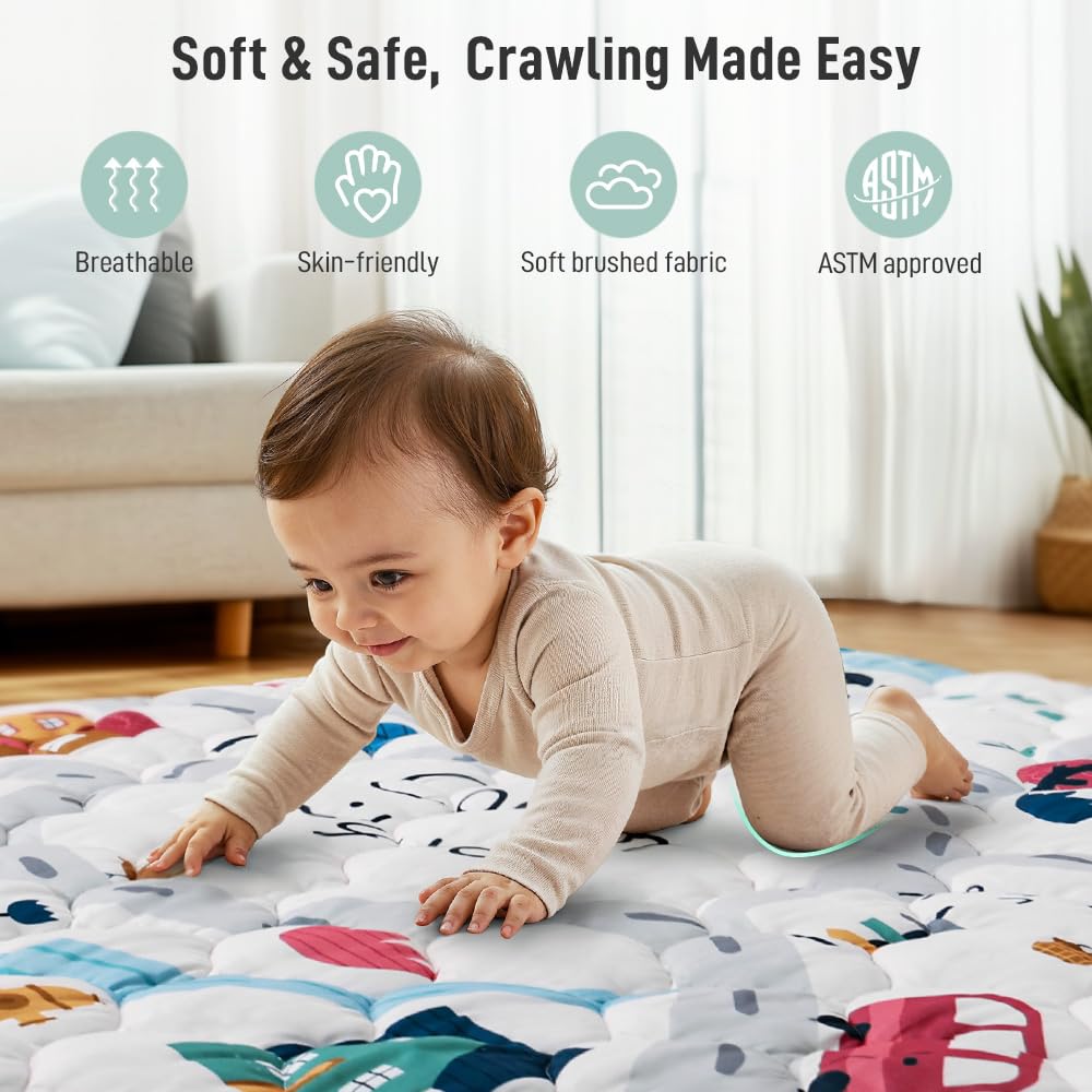 COMOMY Krabbelmatte Baby 180x200x2,5cm, Extra Dicke und Weiche Spielmatte Baby Faltbar, Rutschfeste