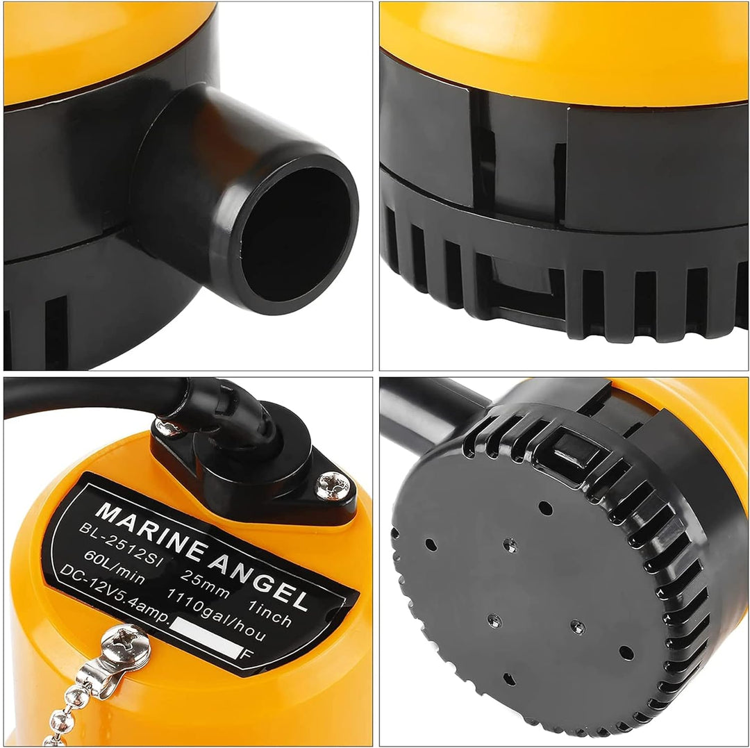 everfarel Tauchpumpe Wasserpumpe DC 12V 60W 3600L/H für Teich Boot mit 1.3m Kabel