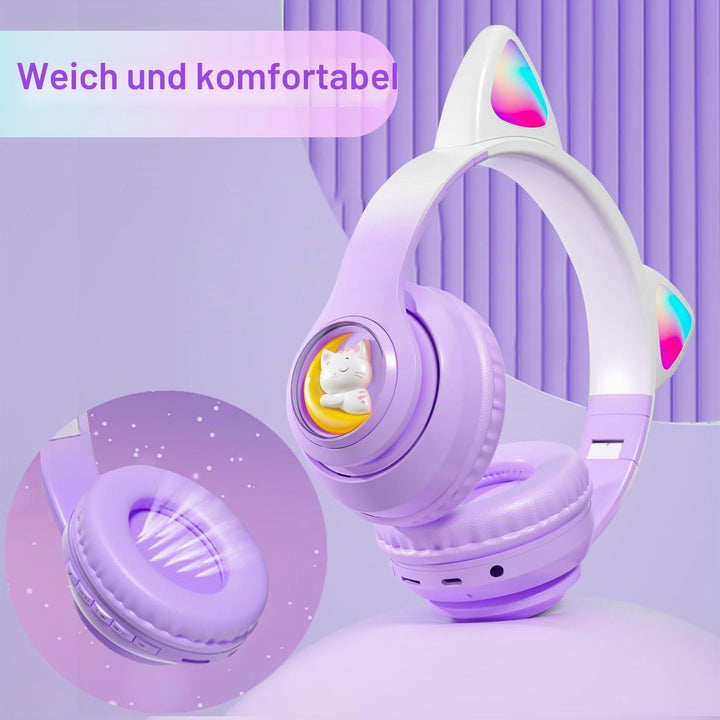 Kopfhörer Kinder Kinderkopfhörer, Kinderkopfhörer Bluetooth 5.3, Faltbare Kopfhörer Over Ear mit LED