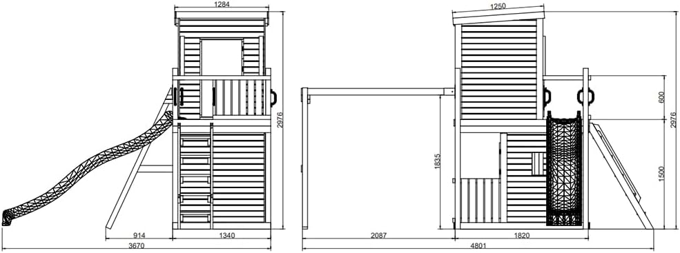 Stelzenhaus Lofter Grün 220x200x210cm Stelzenhaus mit Rutsche, Kesseldruckimprägniert, Inklusive Dop