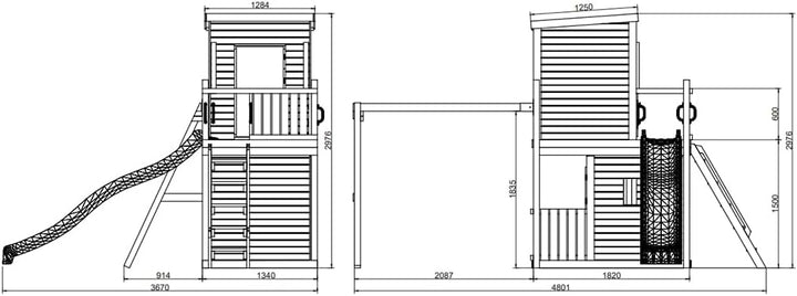 Stelzenhaus Lofter Grün 220x200x210cm Stelzenhaus mit Rutsche, Kesseldruckimprägniert, Inklusive Dop
