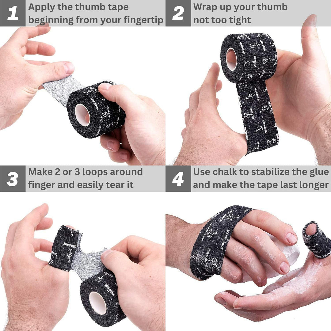 WARM BODY COLD MIND Hook Grip Tape für Gewichtheben - Baumwolle Weightlifting Thumb Tape für Powerli