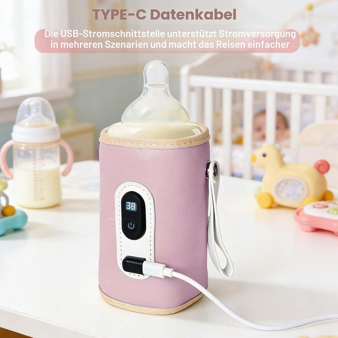 USB Tragbarer Babyflaschenwärmer mit LCD Display, Flaschenwärmer Baby Temperatur, Hält Flüssigkeiten
