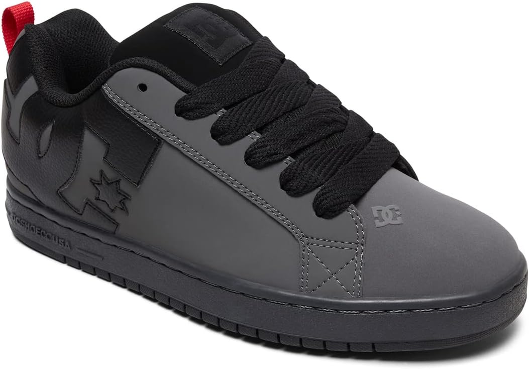 DC Herren Court Graffik Casual Low Top Skateschuh Sneaker Skate-Schuh 42 EU Grau Schwarz Rot, 42 EU
