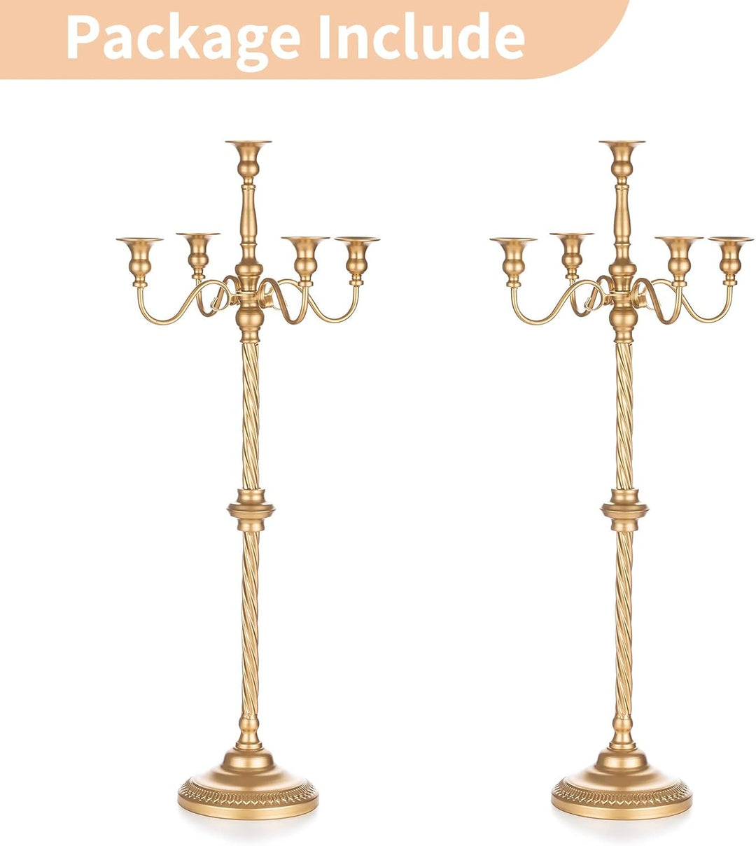 Nuptio Kandelaber Kerzenständer 5 Armig: 88cm Satz von 2 Kerzen Ständer Halter hoch, Gold Metall Kan