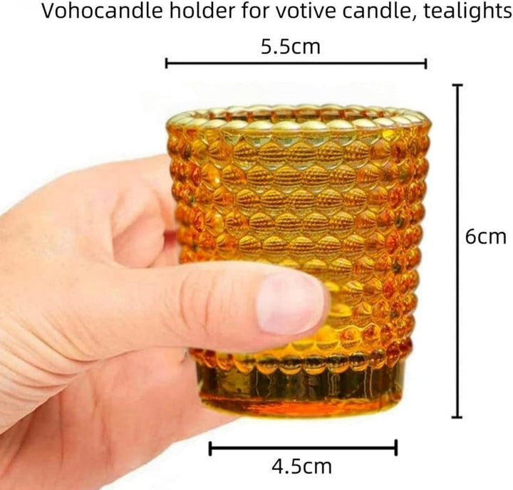Bernstein Teelichthalter für Hochzeit 12 Set, Vintage Teelichthalter mit Goldrand, Glas-Teelichtglas