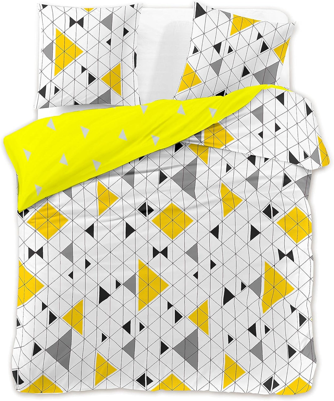 DecoKing Premium 29985 Bettwäsche 200x200 2 Kissenbezüge 63x63 weiss geometrisches Muster Bettbezüge