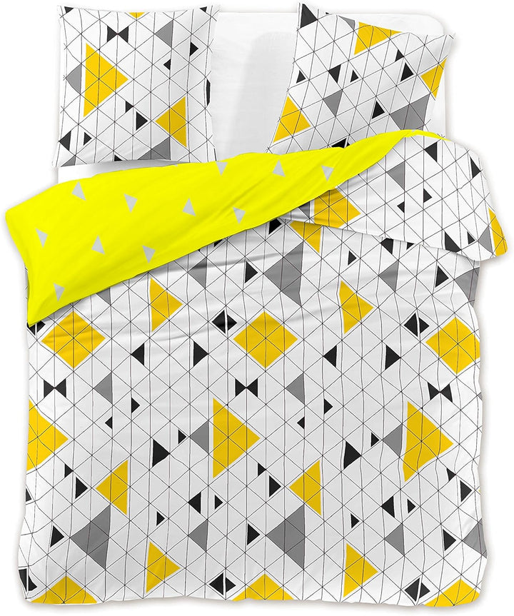 DecoKing Premium 29985 Bettwäsche 200x200 2 Kissenbezüge 63x63 weiss geometrisches Muster Bettbezüge