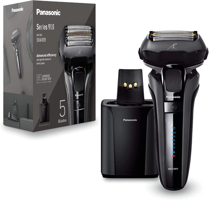 Panasonic Series 900 Premium Nass- und Trocken Rasierer ES-LV9U, 5-fach-Scherkopf mit Linearmotor un