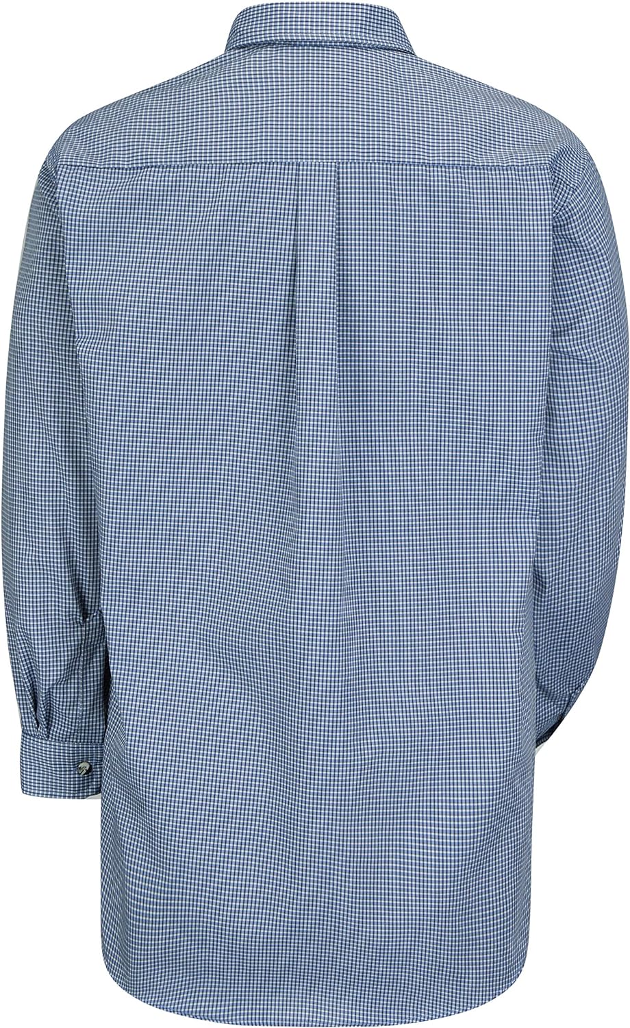 Red Kap Herren Men's Long Sleeve Mini-Plaid Uniform Shirt Hemd, weiss/blau, Small