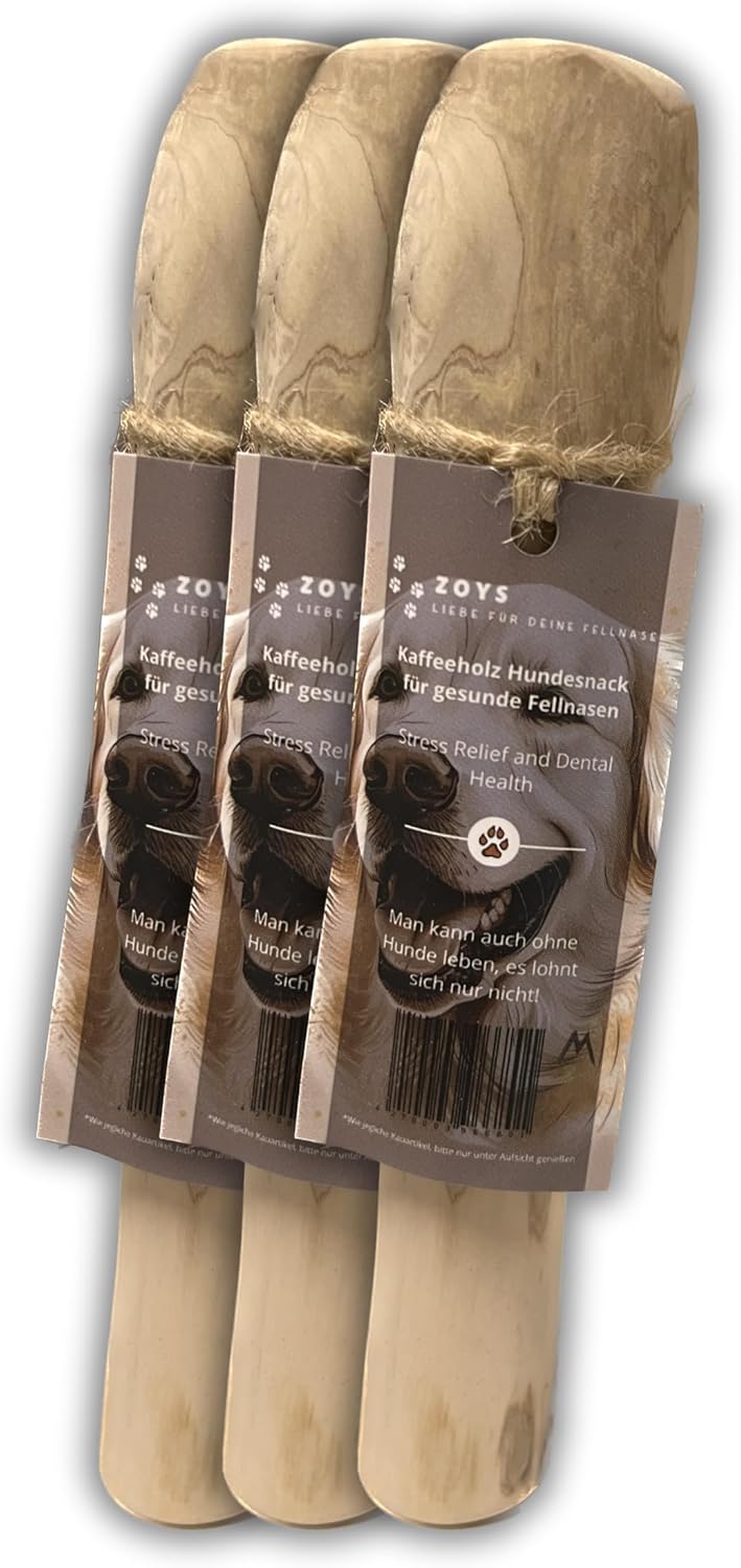 Zoys® Kaffeeholz für Hunde - Natürlicher Kauknochen für Hunde in 5 Grössen - Kaustab für Zahnreinigu