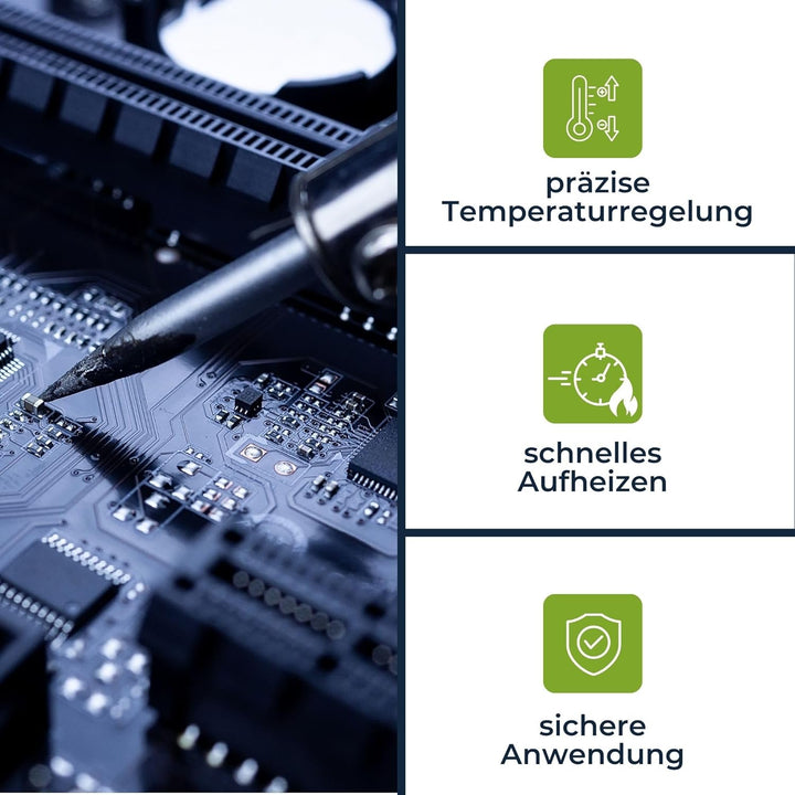 Velleman Lötstation 40–48 W mit LED-Anzeige und Mica-Heizelement, einstellbare Temperatur 150–450 °C