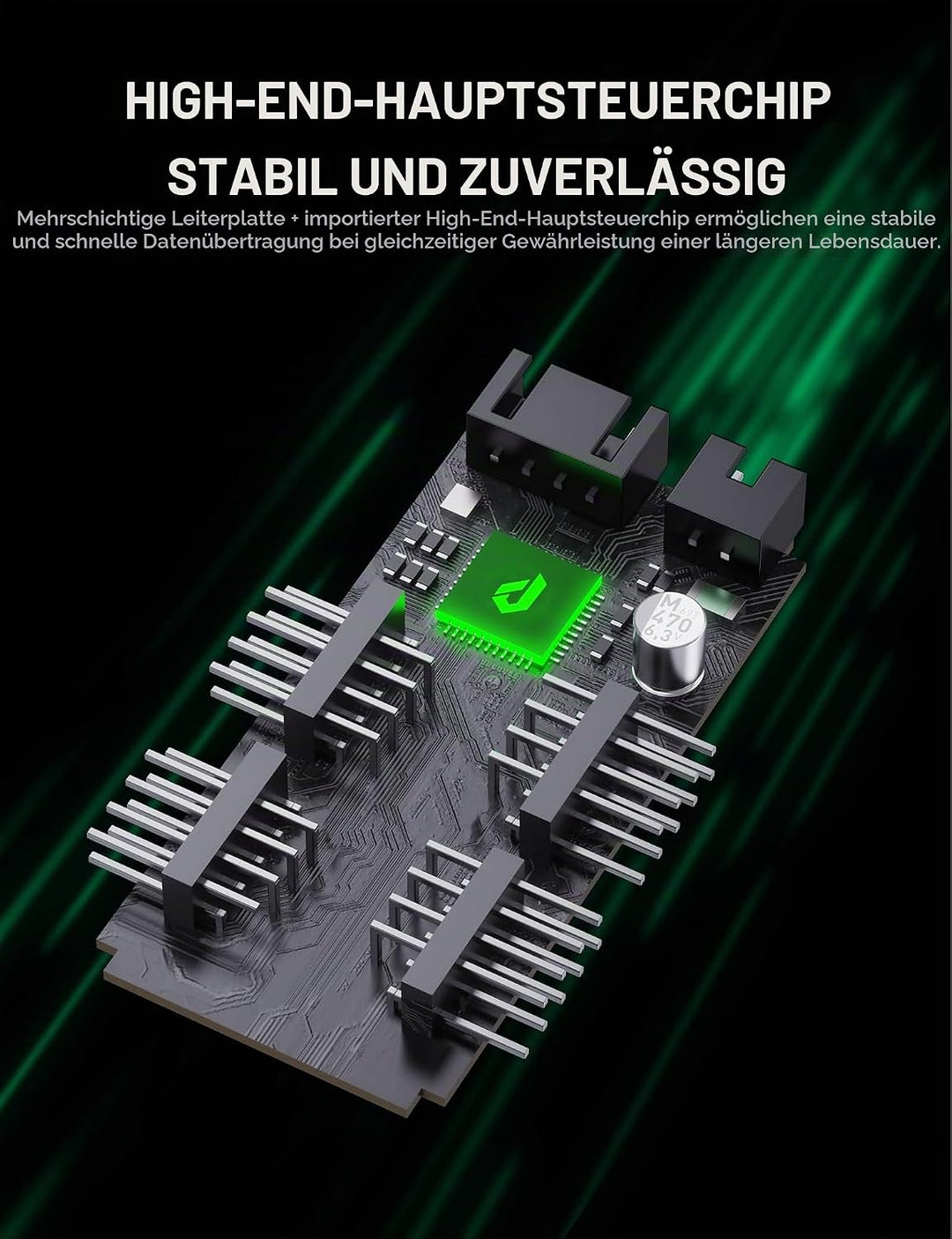 upHere USB 2.0 9-Pin Hub,1 zu 4 Mainboard Erweiterung,SATA Stromversorgung,Hochgeschwindigkeits-Date