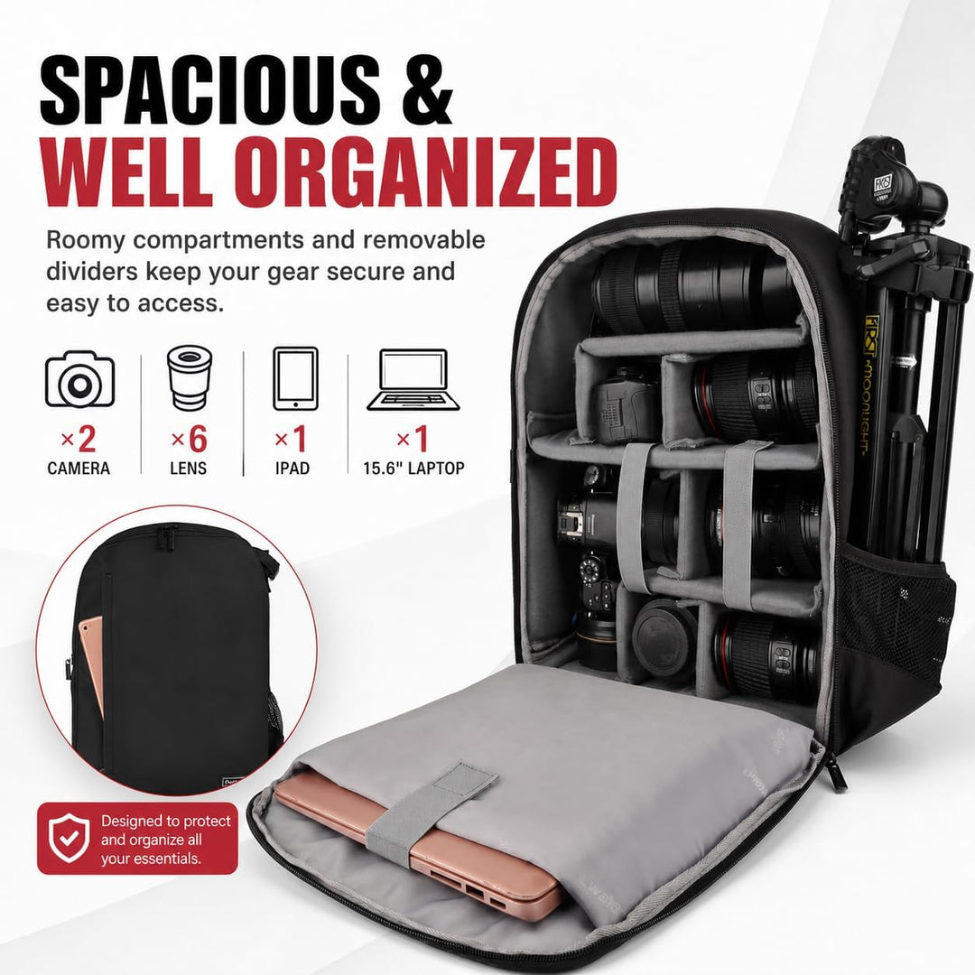 Cwatcun Kamerarucksack Professional für Spiegellose SLR/SLR Kamera wasserdichte Kameratasche Kompati