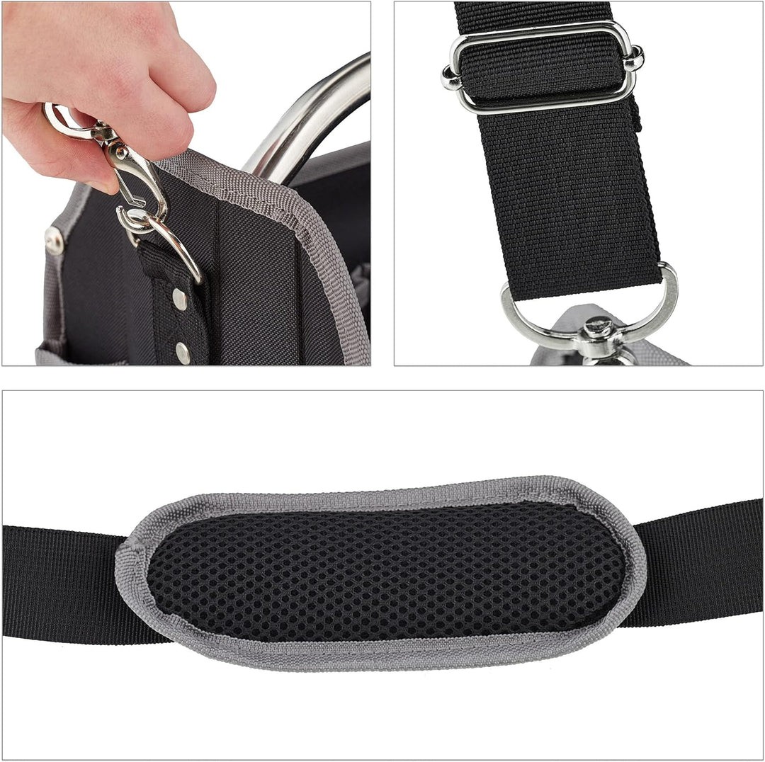 Relaxdays Werkzeugtasche, leer, Schultergurt & Tragegriff, offene Tragetasche für Werkzeug, HBT 30 x