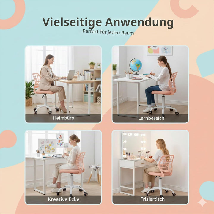 FurnitureR Bürostuhl Schreibtischstuhl Höhenverstellbar Stoffsitz Ergonomischer Arbeitsstuhl ohne Ar