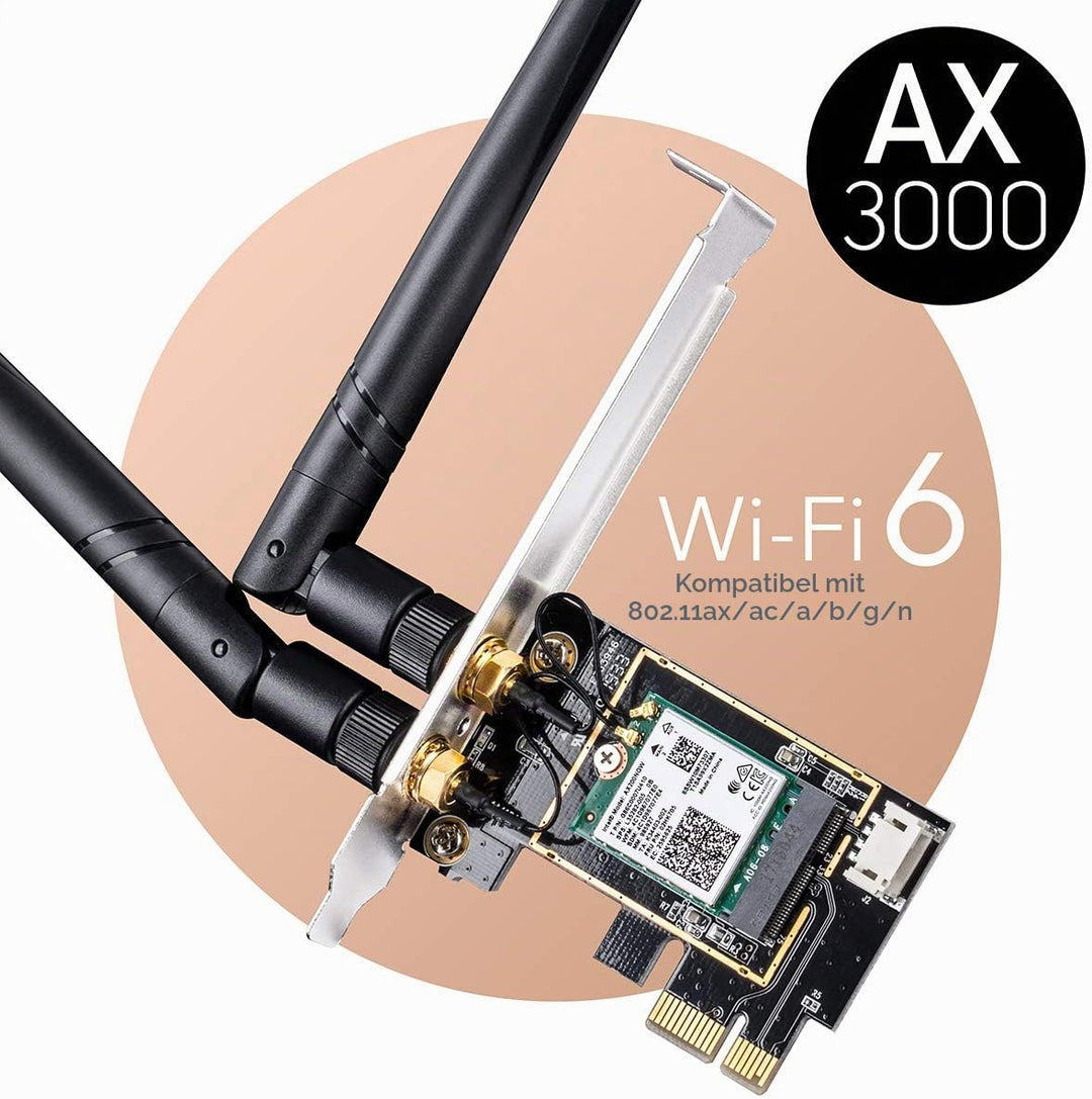 Cudy AX3000 WiFi 6 PCIe Karte für PC, Bluetooth 5.2 PCIe Karte, Intel AX200, WiFi 6-Geschwindigkeit,