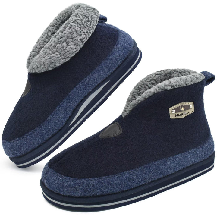 KuaiLu Hausschuhe Boots Herren Winter Filz Hausstiefel Warm Plüsch Flauschige Fell Hüttenschuhe Kusc