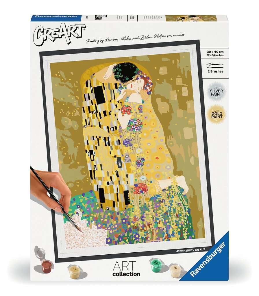 Ravensburger CreArt 23648 - Der Kuss (Gustav Klimt) - Malen nach Zahlen Erwachsene, DIY Malset mit P