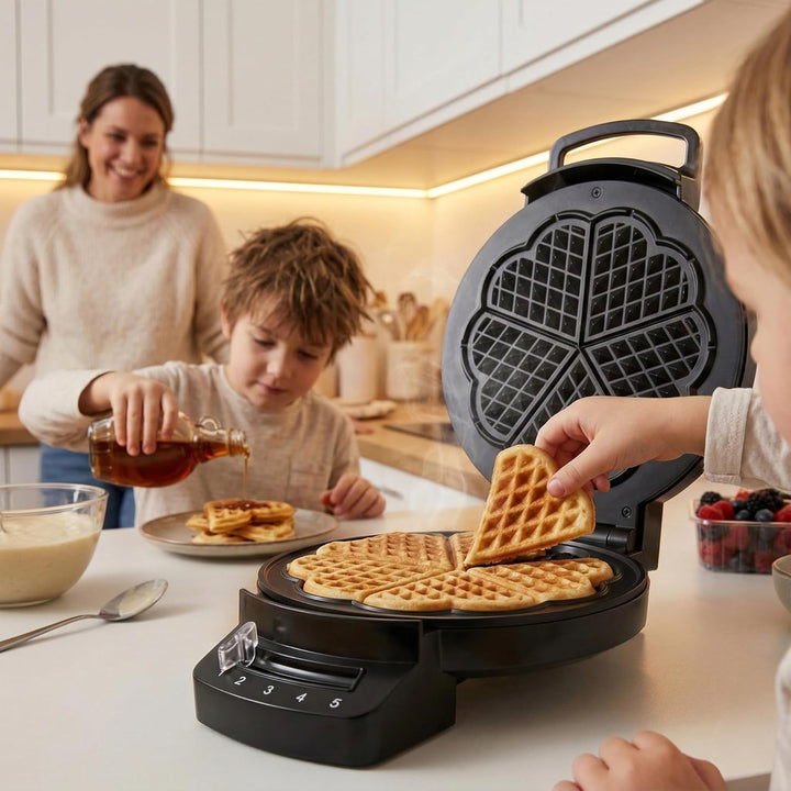 HWF-F1200BK Waffle Iron – 1200W Power, Non-Stick Coating, Adjustable Thermostat, Vertical Storage, W