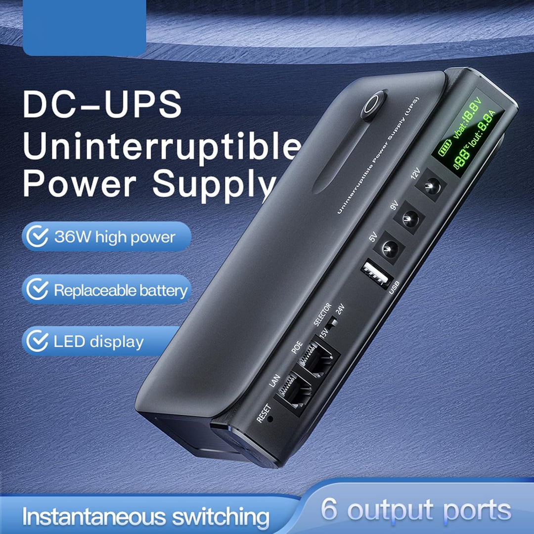 Fafeicy 36 W Unterbrechungsfreie Stromversorgung DC1036L USV-Notstromversorgung mit LED-Anzeige, Meh