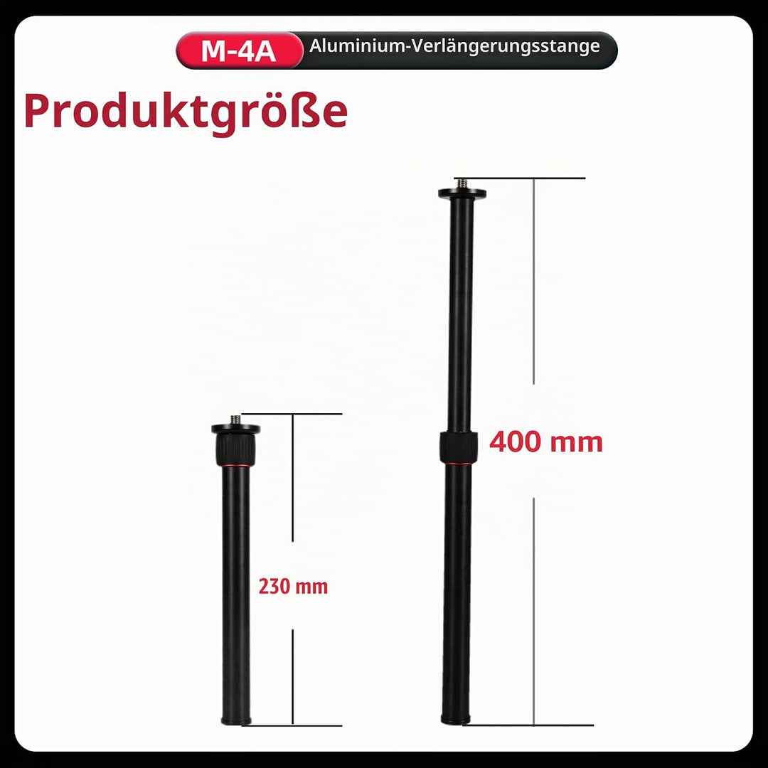 Fotopro Stativ-Verlängerungsrohr, 2-teilig/40 cm, Aluminium-Stativ-Mittelsäule, maximale Traglast 10