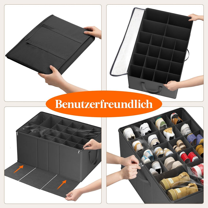 Lifewit Grosser Schuhorganizer für den Kleiderschrank, Faltbarer Schuhkarton mit durchsichtigem Deck