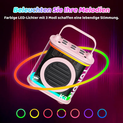 TONOR Mini-Karaoke-Maschine mit zwei kabellosen Mikrofonen, tragbarer Bluetooth-Karaoke-Lautsprecher