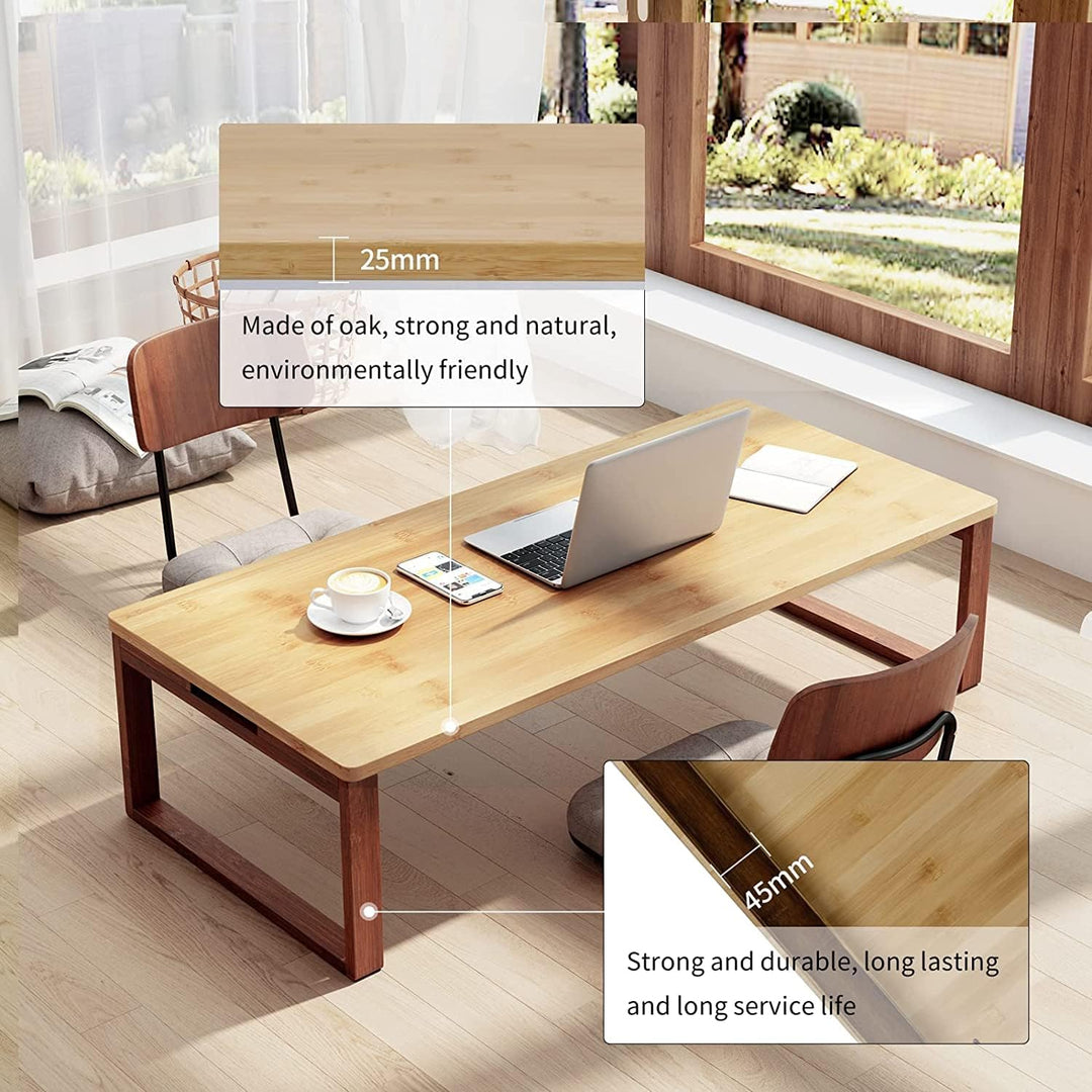 SogesHome Bambus Beistelltisch Couchtisch Kaffeetisch Klappbarer Niedriger Zen Teetisch Bodentisch T