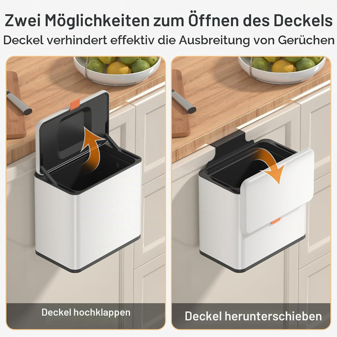 Mbillion Küchenkomposteimer, hängender Mülleimer mit Deckel, 4L/1,05 Gallonen, Edelstahl-Mülleimer f