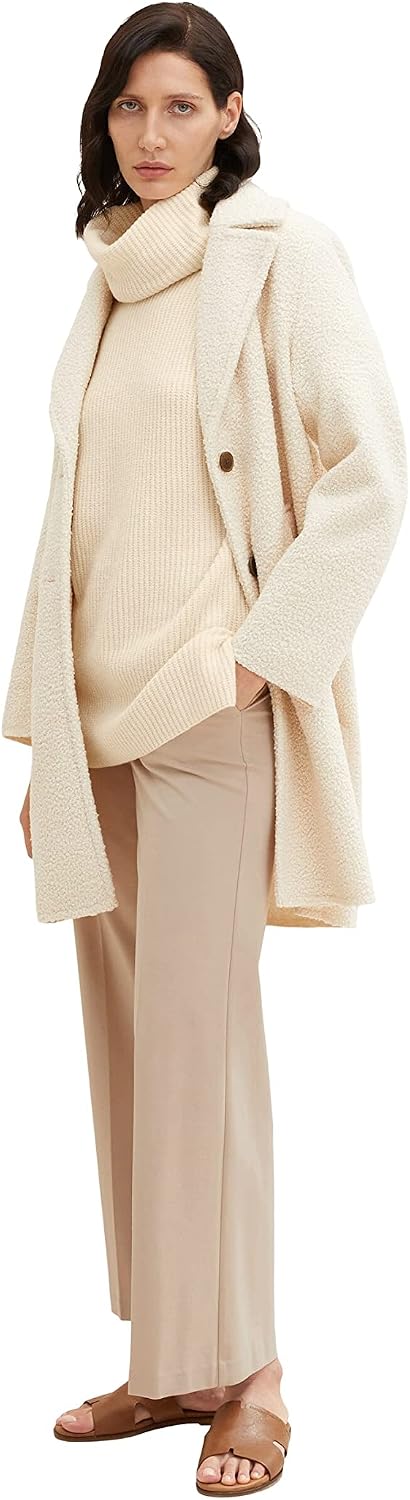 TOM TAILOR Damen Longstyle Rollkragenpullover, 28130 - Soft Buttercream
