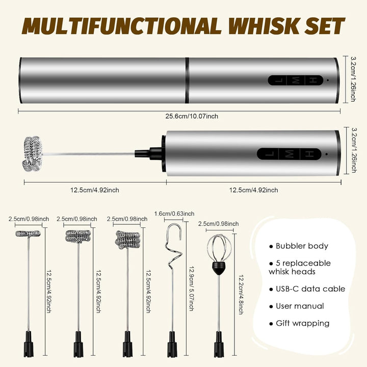 Elektrische Milchaufschäumer,USB Milchaufschäumer Elektrisch,Mixer aus Edelstahl für Geschenkschaumb