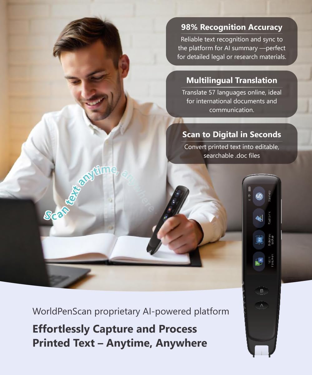 Penpower WorldPenScan Go | Scannerstift inkl. OCR | Übersetzung Stift Scannen vom Deutschen ins Engl
