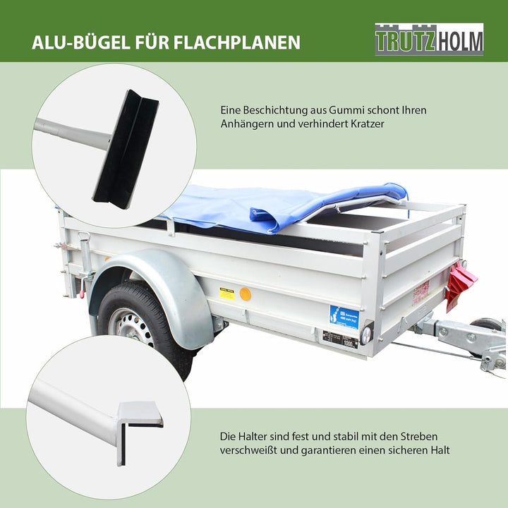 TRUTZHOLM 3X Alu-Bügel für Anhänger Flach-Planen verstellbar 1300-2100mm Planenstütze