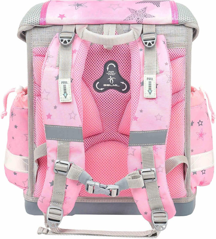 Belmil Schulranzen Set 403-13/AG/S/R 5 - teilig ergonomischer Schulranzen Set mit Regenschutz 1. kla