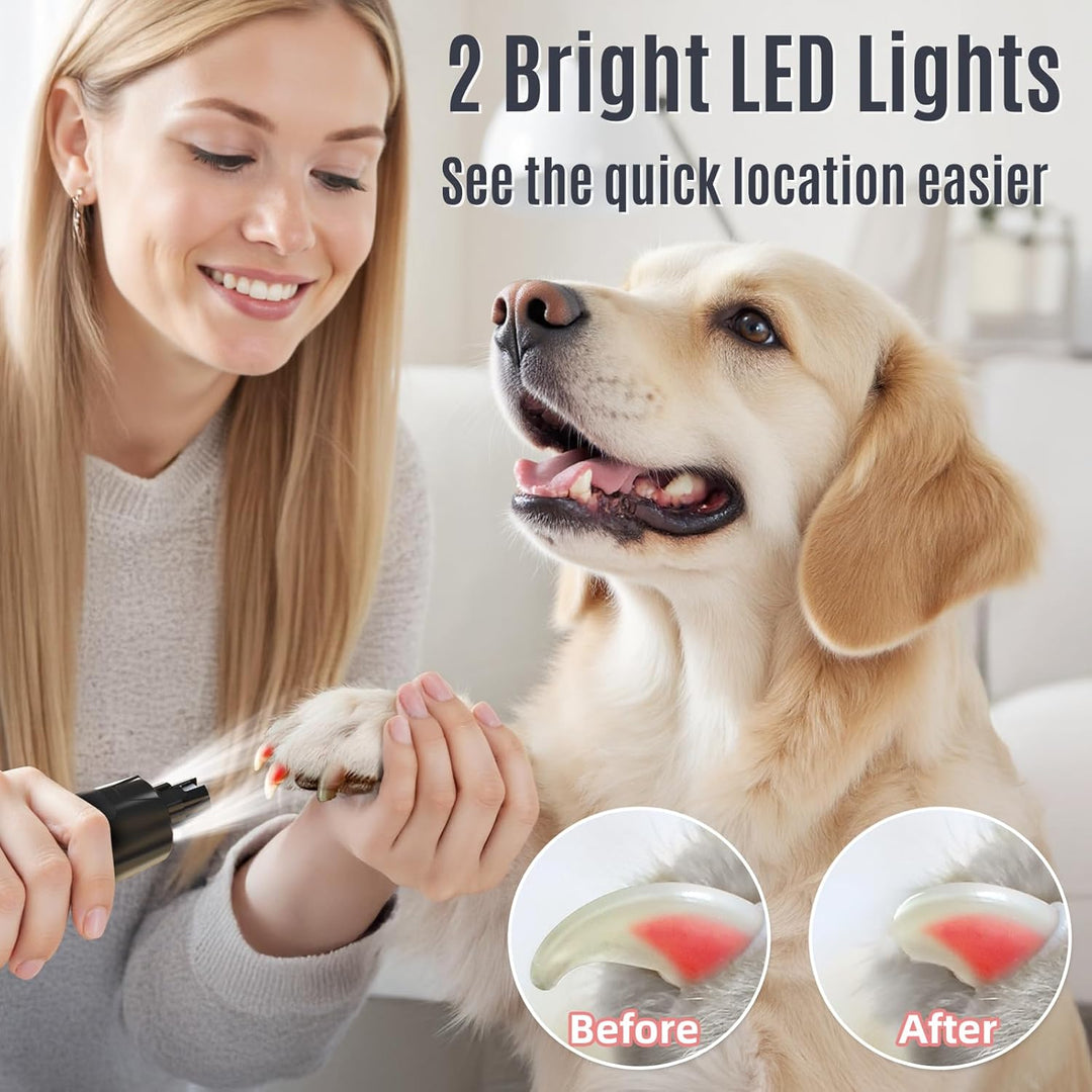 Casfuy Neue 6-Gang Krallenschleifer für Hunde – 50% Mehr Leistung mit 2 LED Lichtern Leise 7 Stunden