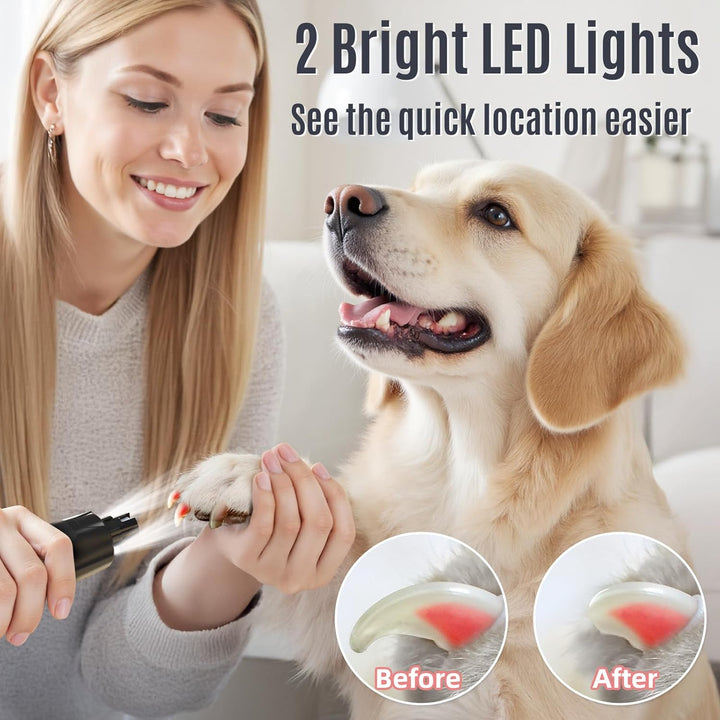 Casfuy Neue 6-Gang Krallenschleifer für Hunde – 50% Mehr Leistung mit 2 LED Lichtern Leise 7 Stunden