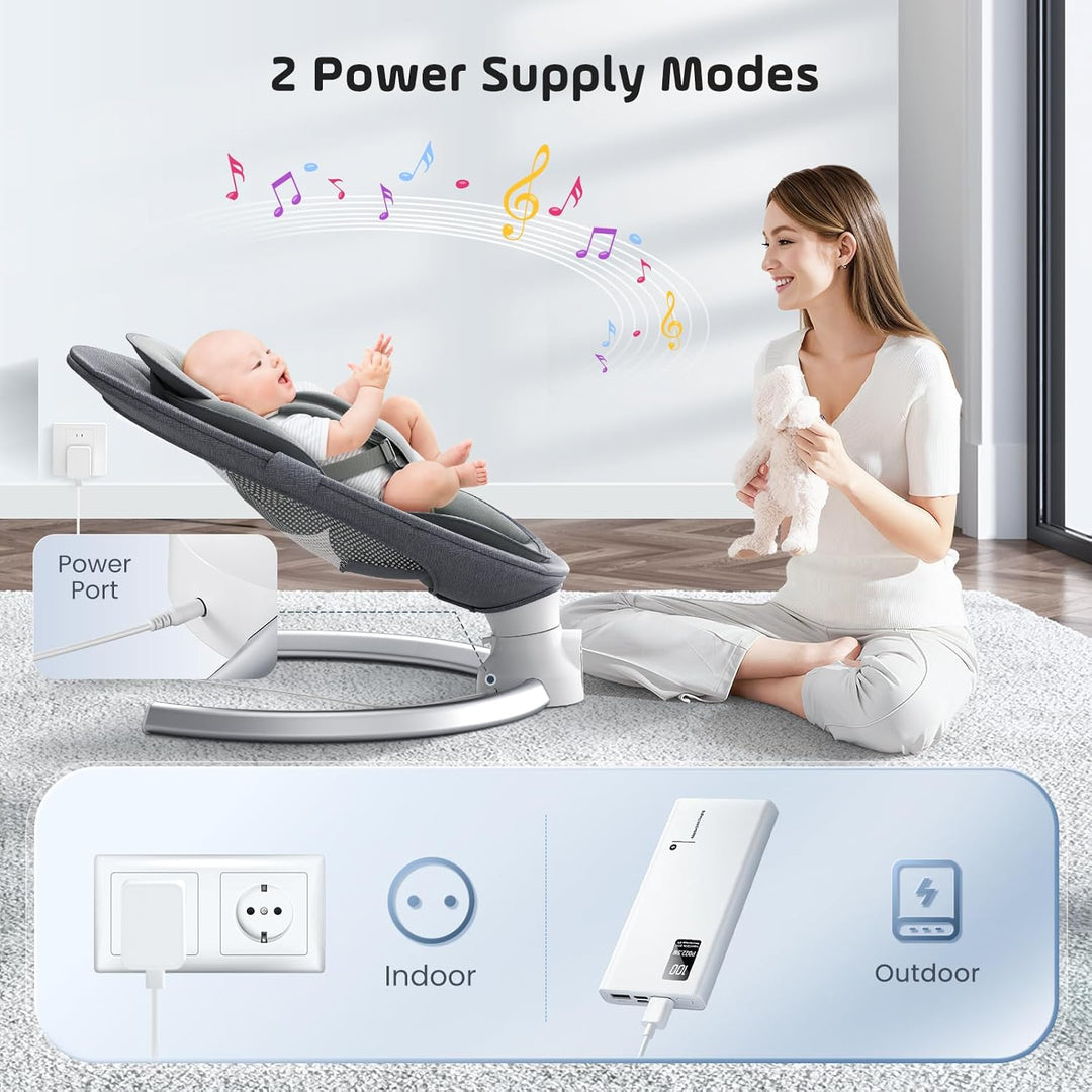 Elektrische Babywippe für Kleinkinder,Elektrische Babyschaukel mit 5 Punkt Sicherheitsgurt 5 Schauke