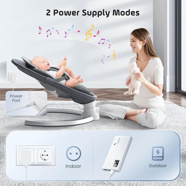 Elektrische Babywippe für Kleinkinder,Elektrische Babyschaukel mit 5 Punkt Sicherheitsgurt 5 Schauke